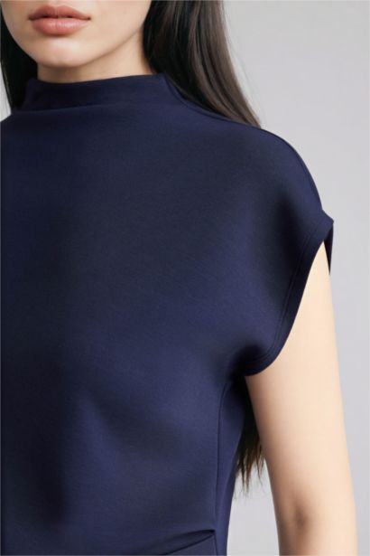 Slim Fit Half Turtleneck Pique Short Sleeve T-Shirt