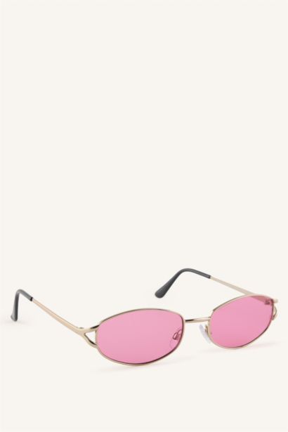 Woman Oval Metal Sunglasses