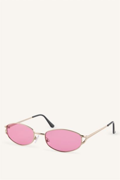 Woman Oval Metal Sunglasses