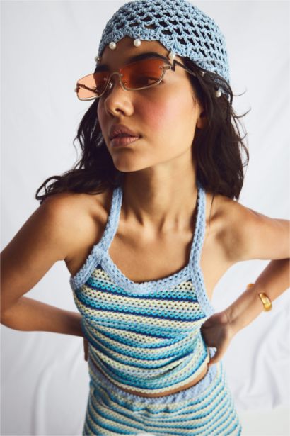 Woman Oval Metal Sunglasses