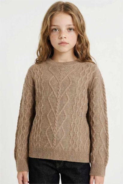 بلوز صوف بناتي قصة عادية بياخة مستديرة