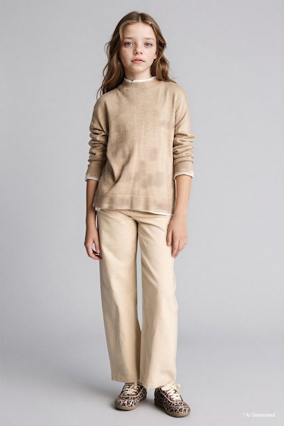Girl Regular Fit Crew Neck Pullover