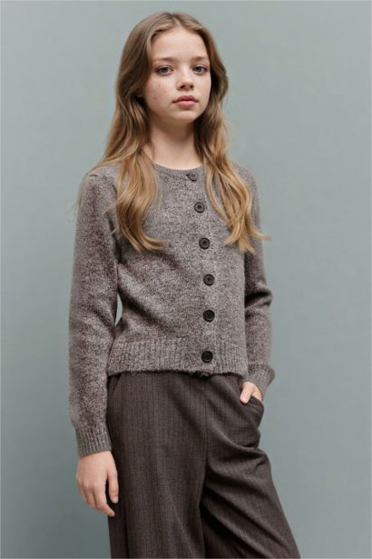 Girl Buttoned Knit Cardigan