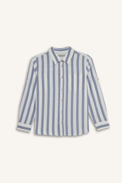 Chemise rayée à manches longues Coupe régulière pour garçon