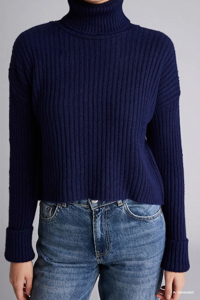 Oversize Fit Turtleneck Sweater