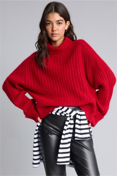 Oversize Balıkçı Yaka Kazak