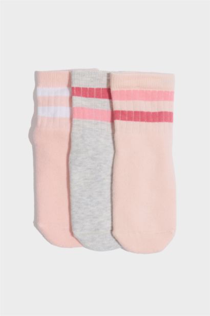 Dikişsiz 3'lü Pamuklu Havlu Çorap Kız Bebek