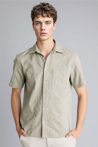 Regular Fit Polo Collar Short Sleeve Shirt