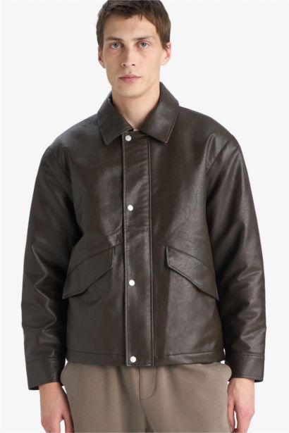 Veste en simili cuir zippée