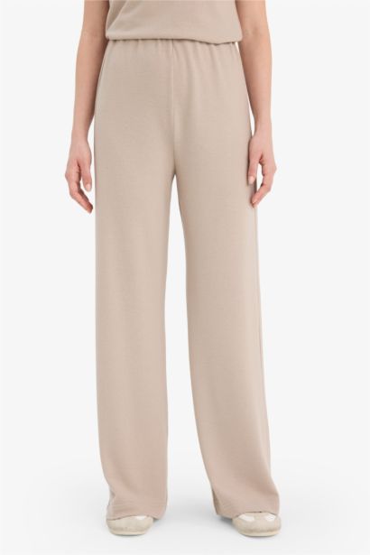 Wide Leg Knitwear Look Trousers