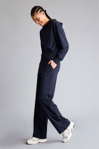 Wide Leg Long Pocketed Sports Pants