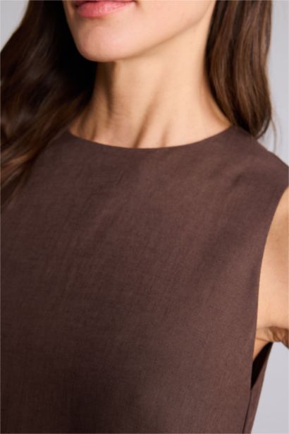 Linen Blended Midi Dress