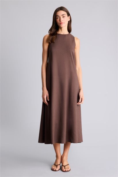 Linen Blended Midi Dress