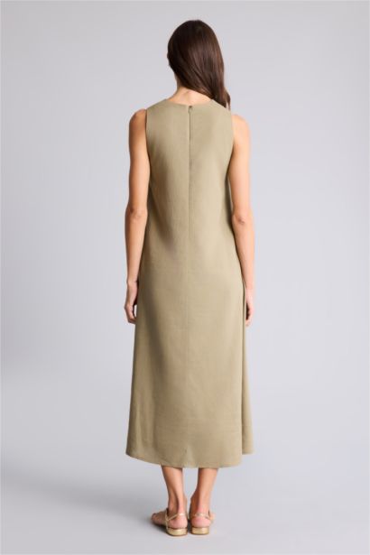 Linen Blended Midi Dress