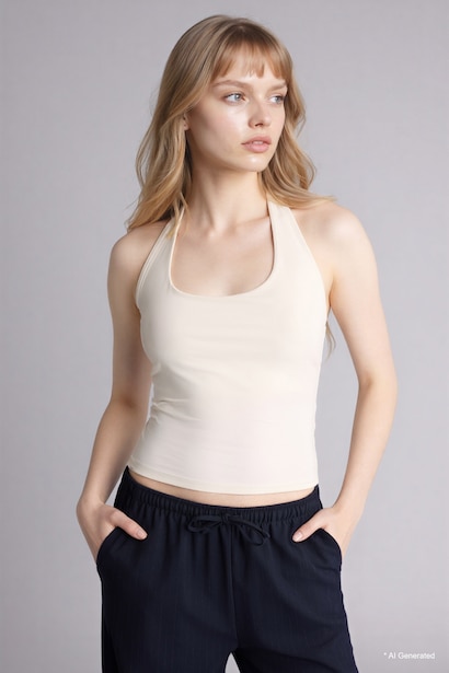 Slim Fit Halter Collar Tank Top