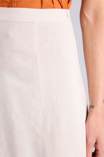 Юбка миди А-силуэта из смесового льна с нормальной посадкой