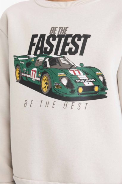 New Regular Fit Printed Crew Neck Sweatshirt