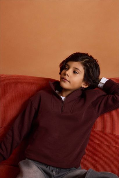 Boy Half Zippered Sweatshirt