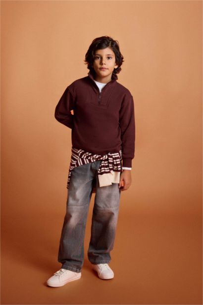 Boy Half Zippered Sweatshirt