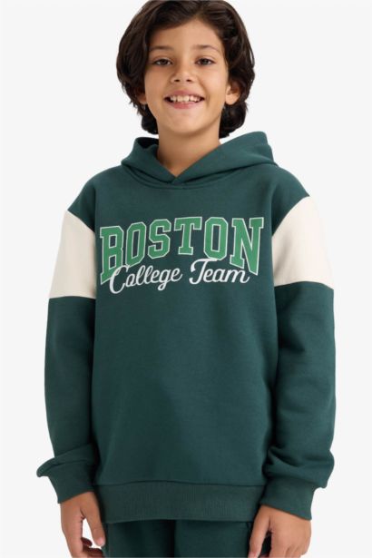 New Regular Fit Printed Hooded Sweatshirt