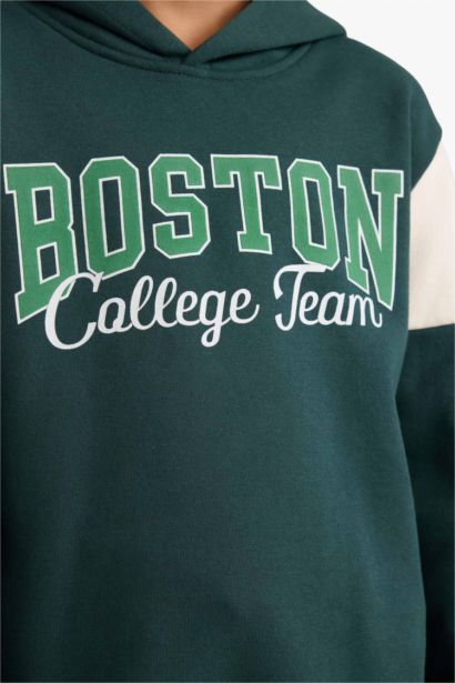 New Regular Fit Printed Hooded Sweatshirt