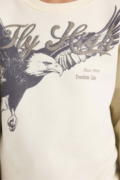 Boy Crew Neck Printed Soft Fleece Lining Sweatshirt