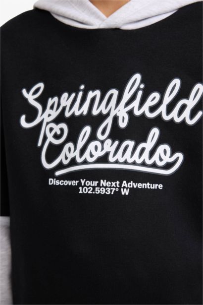 Kapüşonlu Baskılı İçi Yumuşak Tüylü Sweatshirt Erkek Çocuk