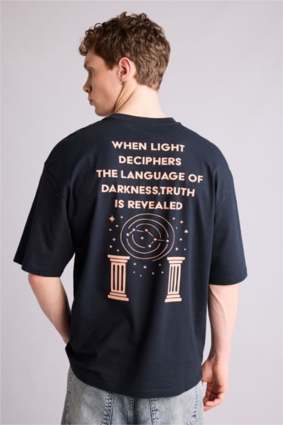 100% мақта Boxy Fit баспалы футболка