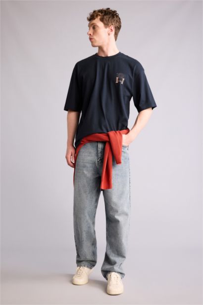 100% мақта Boxy Fit баспалы футболка