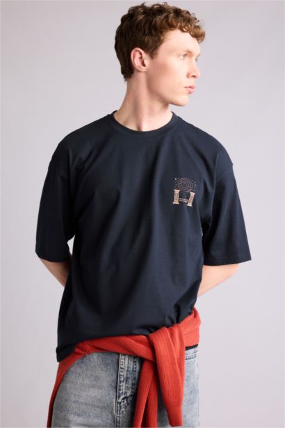 100% мақта Boxy Fit баспалы футболка