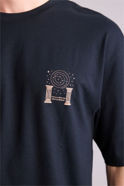 100% мақта Boxy Fit баспалы футболка