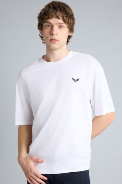 100% мақта Boxy Fit баспалы футболка