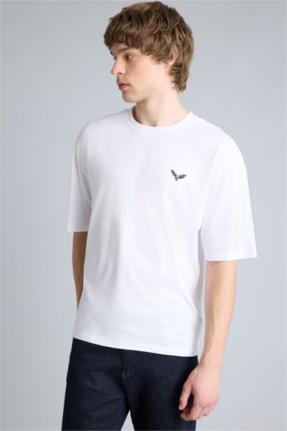 100% мақта Boxy Fit баспалы футболка