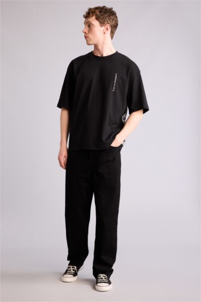 100% мақта Boxy Fit баспалы футболка