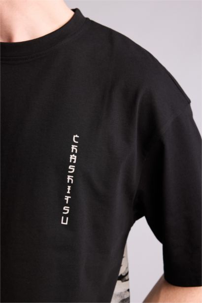 100% мақта Boxy Fit баспалы футболка