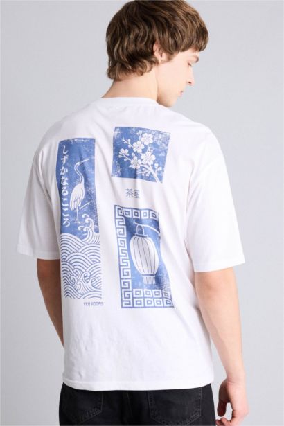 100% мақта Boxy Fit баспалы футболка