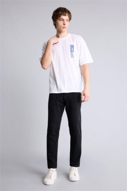 100% мақта Boxy Fit баспалы футболка