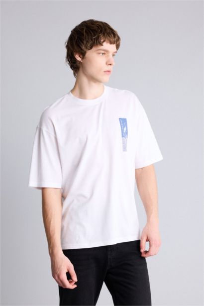 100% мақта Boxy Fit баспалы футболка