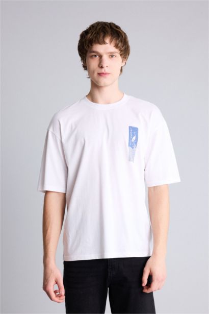 100% мақта Boxy Fit баспалы футболка