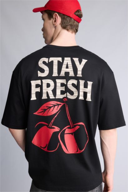 100% мақта Boxy Fit баспалы футболка