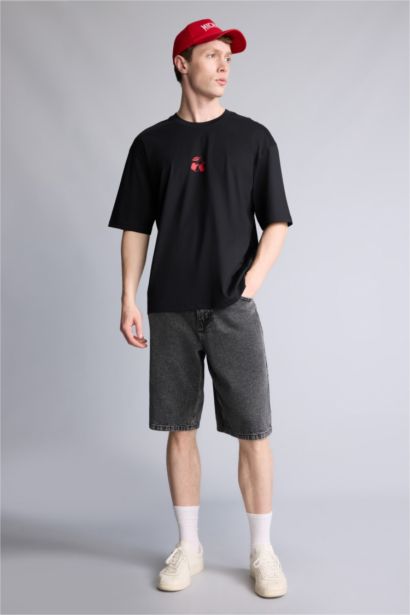 100% мақта Boxy Fit баспалы футболка