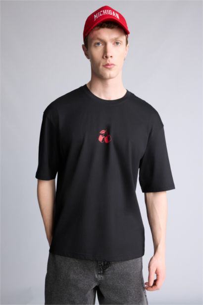 100% мақта Boxy Fit баспалы футболка