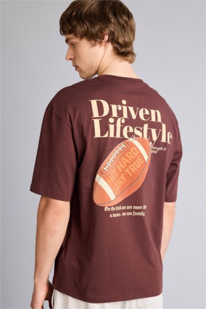 100% мақта Boxy Fit баспалы футболка