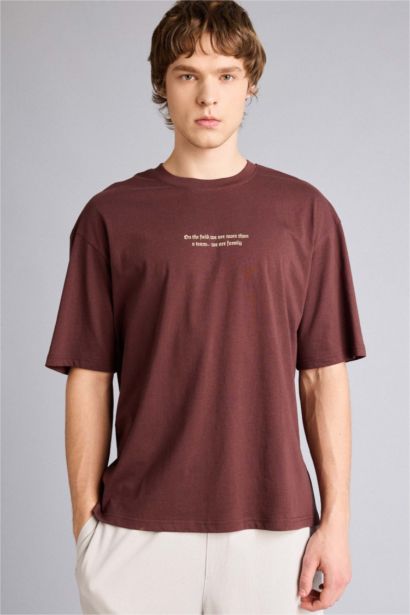 100% мақта Boxy Fit баспалы футболка