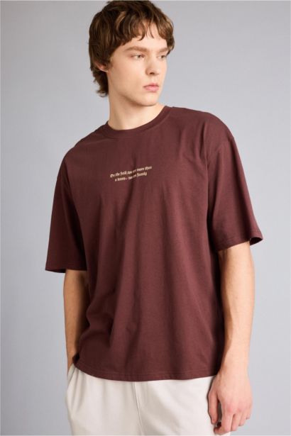 100% мақта Boxy Fit баспалы футболка