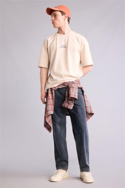 100% мақта Boxy Fit баспалы футболка