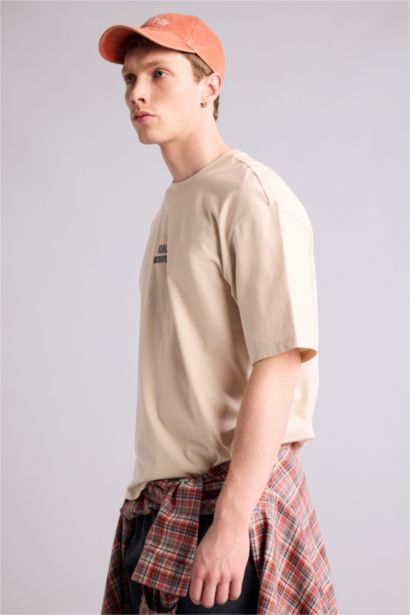 100% мақта Boxy Fit баспалы футболка