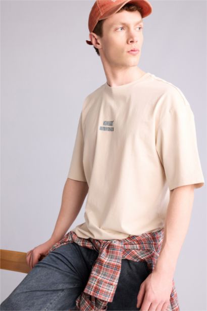 100% мақта Boxy Fit баспалы футболка