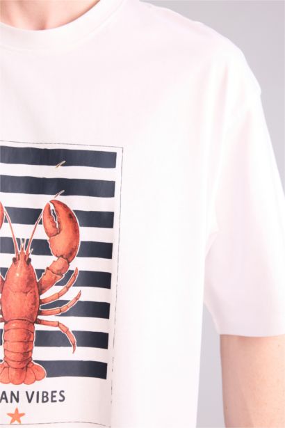 100% мақта Boxy Fit баспалы футболка