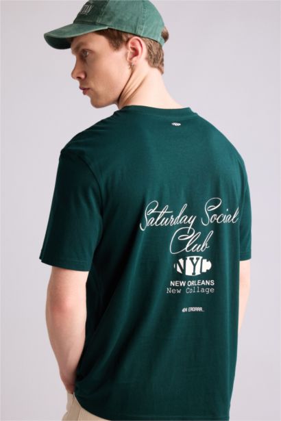 100% мақта Boxy Fit баспалы футболка